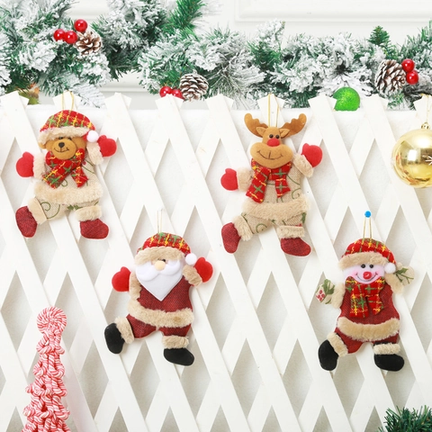 Addobbi Natalizi Da Appendere Stoffa Lino Peluche Babbo Natale Pupazzo Di Neve Renna Orso Ciondoli Decorazione