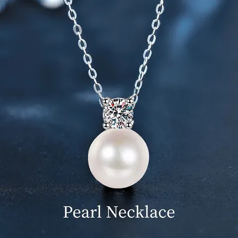 Pendant Necklace S925 Sterling Silver Round Shell Artificial Pearl Moissanite Luxury Clavicle Chain Elegant Minimalist Jewelry Women