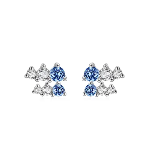 Ohrstecker Mit 925 Sterling Silber Ohrstift Zirkon Linear Blau Weißer Edelstein Nischen Kleiner Minimalist Für Frauen
