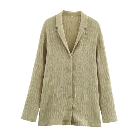 Completo Casual Da Donna Camicia A Maniche Lunghe Piegghettata Texturizzata E Pantaloni A Gamba Larga Abbigliamento Da Casa