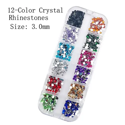 Nail Art Rhinestones Resin Flatback Multi Color Shapes Decoration Crafts DIY Manicure Accessories Transparent Storage Box