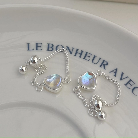 925 Sterling Zilveren Hart Ketting Ring Met Steentjes Verstelbaar Minimalistische Stijl Voor Vrouwen