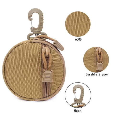 Runde Taktische Molle Tasche Tragbare Oxford Schlüsselgeldbörse Münzbeutel Mit Haken Für Outdoor Wandern EDC Tasche