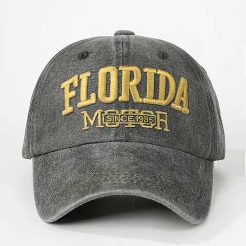 Gorra De Béisbol De Algodón Lavado Vintage Bordado Florida Motor Ajustable Gorra De Sol Para Hombres Mujeres