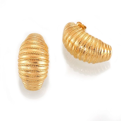 Orecchini A Cerchio In Acciaio Al Titanio Geometrici A Forma Di C Retro Texture A Spirale Stile Croissant Gioielli Chic