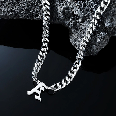 Gotische Letter Hanger Ketting Roestvrij Staal Cubaanse Schakelketting Hip Hop Street Style Sieraden Voor Heren Dames