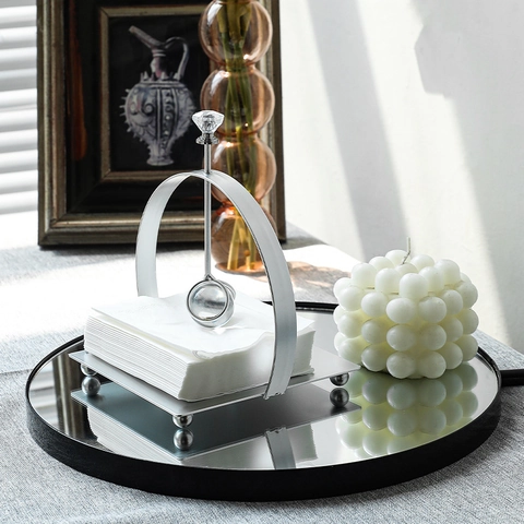 Porte-Serviettes Créatif En Métal Avec Bras Lesté Décor En Cristal Distributeur De Serviettes De Table Pour Restaurant Maison