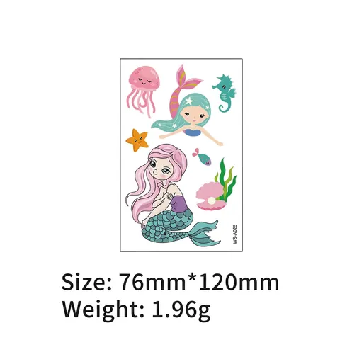 Tatuaggi Temporanei Sirena Per Bambini Impermeabile Cartone Animato Animali Marini Articoli Per Feste Bambini Ragazze