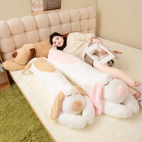 Oreiller En Peluche Chien Jouet Animal En Peluche Coussin De Corps Sommeil Doux Oreilles Tombantes Poupée Décor Sofa