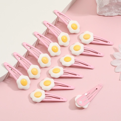 Simpatici Fermagli Per Capelli A Uovo In Camicia Resina Cartone Animato Metallo BB Forcine Per Bambini Ragazze Accessori