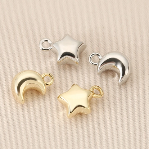 Mini Star And Moon Pendants 18K Gold Plated Copper Charms For DIY Jewelry Making Versatile Accessories