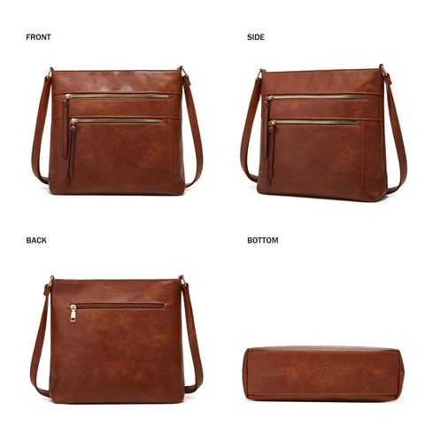 Retro PU Leder Umhängetasche Große Kapazität Multi Reißverschluss Taschen Einfache Tägliche Reise Tote Für Frauen