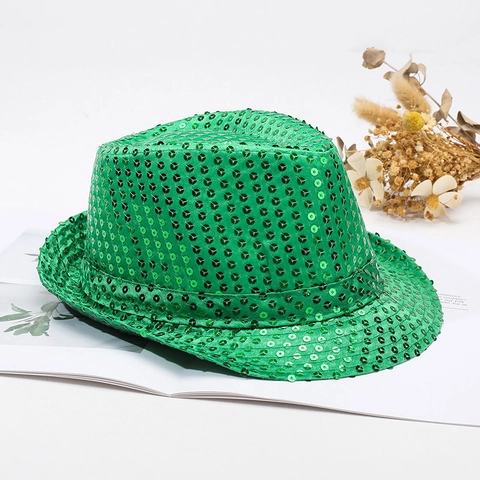 Glitzer Pailletten Fedora Hut Jazz Kappe Performance Bühne Party Kostüm Zubehör Für Erwachsene Kinder