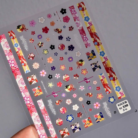 Pegatinas Para Uñas Estilo Japonés Polímero Ultra Delgado Flores Cerezo Abanicos Calcomanías Decorativas Manicura DIY