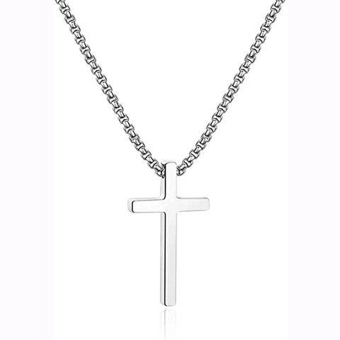 Collana Con Ciondolo A Croce Classica In Acciaio Inossidabile Gioielli Di Moda Lucidati Per Uomini E Donne Stile Hip Hop