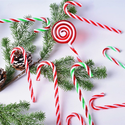 Ornamenti Appesi Albero Di Natale Plastica Bastoncino Di Zucchero Spirale Lecca Lecca Rigato Decorazione Festiva Rosso Bianco Verde