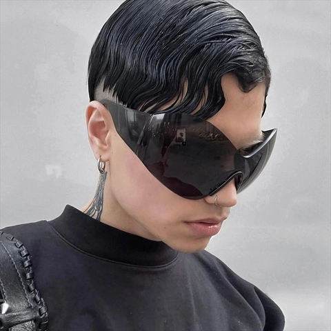 Occhiali Da Sole Avvolgenti Senza Montatura Montatura E Lenti In PC Scudo Monoblocco Y2K Futuristico UV400 Per Donna E Uomo