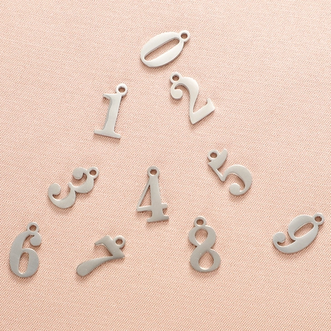 Arabic Number Pendants 304 Stainless Steel Mirror Polished Numerals Charms For DIY Jewelry Making Minimalist Gift