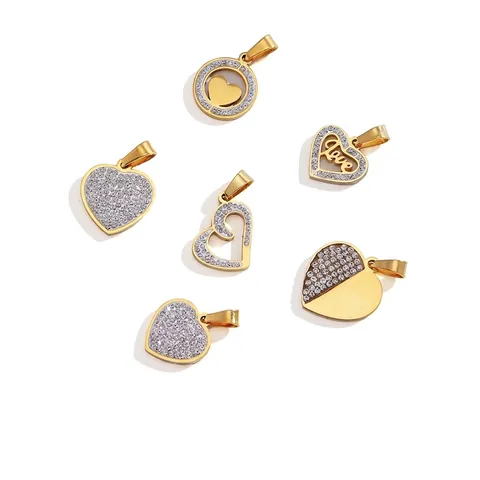 Herz Anhänger 316L Edelstahl 18K Vergoldet Mit Zirkon Hohl Love Design Eleganter Schmuck Charm Für Damen