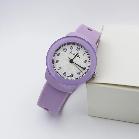Fashion Women Quartz Wrist Watch Minimalist Round Dial Analog Display Silicone Strap Casual Student Style Trendy Timepiece