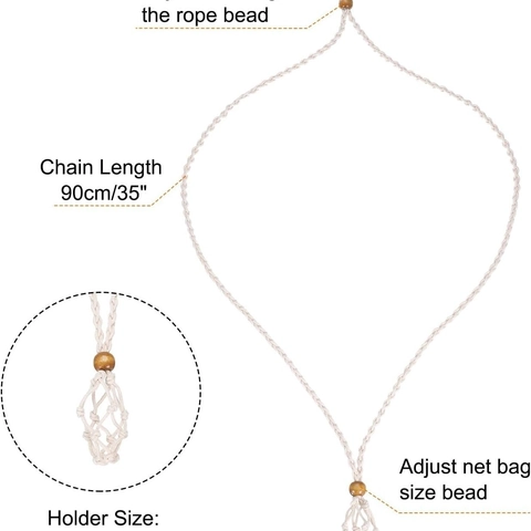 Hand Woven Crystal Holder Necklace Cord Adjustable Cotton Rope With Wooden Beads Bohemian Retro Jewelry Gift Unisex