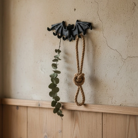 Bat Wall Hook Cast Iron Retro Gothic Style Decorative Hanger For Keys Hats Coats Home Garden Entryway Black Metal