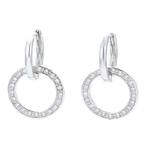 Orecchini a Cerchio Tondi Geometrici in Rame Minimalisti Micro Intarsiati in Zirconia Placcati Oro Argento Gioielli Donna