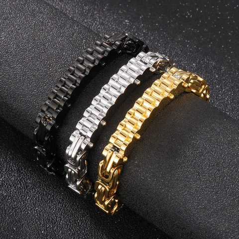Herren Byzantine Armband 316L Edelstahl Personalisierte Uhrenarmband Glieder Punk Hip Hop Schmuck