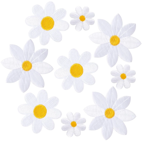 Parches Bordados De Flor De Margarita Apliques Termoadhesivos Blancos Para Ropa Bolsos Mochilas Decoración Costura