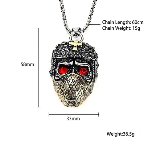 Collar Con Colgante De Calavera Punk Acero Inoxidable Con Ojos De Cristal Rojo Joyería Vintage Gótica Hip Hop Para Hombre