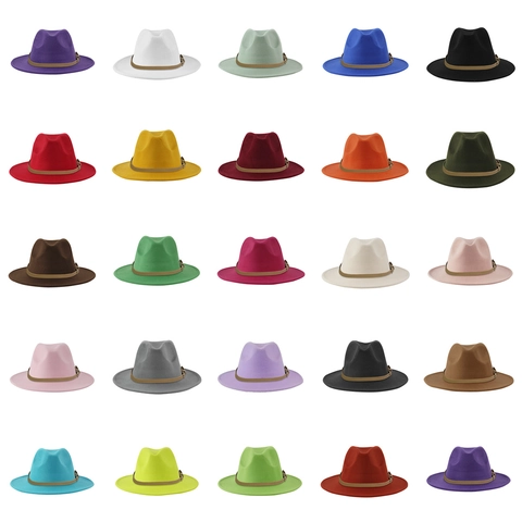 Chapeau Fedora Style Britannique Vintage Bord Large Feutre De Polyester Avec Boucle De Ceinture Elegante Casquette Jazz