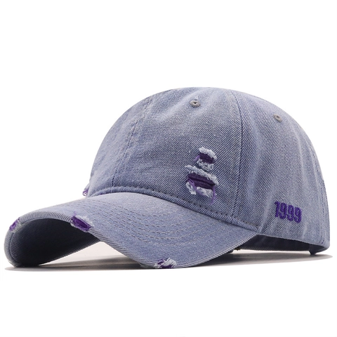 Gorra De Béisbol De Mezclilla Lavada Vintage Distressed 1999 Bordado Sombrero Ajustable Parasol Streetwear Hombres Mujeres