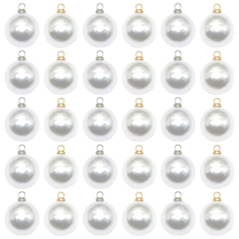 Imitation Artificial Pearl Pendant Charms Round ABS Plastic Beads With Alloy Loop For DIY Jewelry Making Necklaces Earrings Accessory Crafting