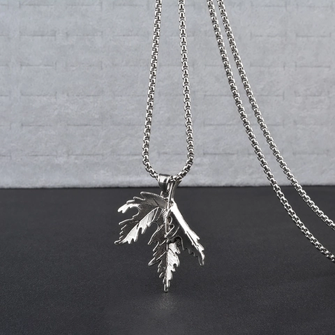 Ahornblatt Anhänger Halskette Titanstahl Kette Legierung Blatt Hip Hop Streetwear Schmuck Für Herren Damen