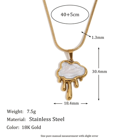 French Retro Stainless Steel Shell Cloud Tassel Pendant Necklace Stud Earrings 18K Gold Plated Fluid Metal Jewelry For Women