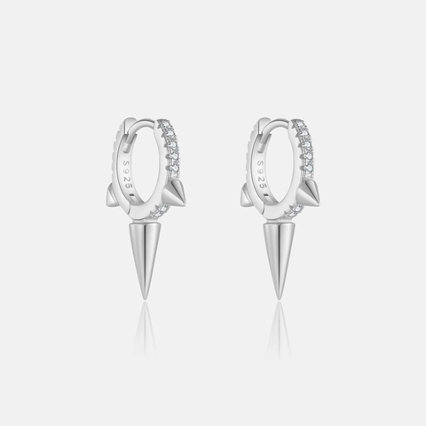 925 Sterling Silber Spike Huggie Hoop Ohrringe Für Frauen Punk Rock Hängeohrringe Mit Zirkonia