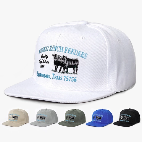 Vintage Baseball Cap Embroidered Ranch Theme Flat Brim Snapback Adjustable Polyester Sun Hat For Men Women