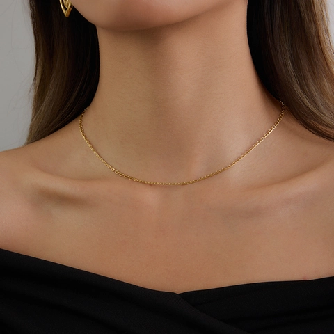 Stainless Steel Arc Chain Necklace 18K Gold Plated Minimalist Semi-Circular Jewelry For Women Waterproof Hypoallergenic