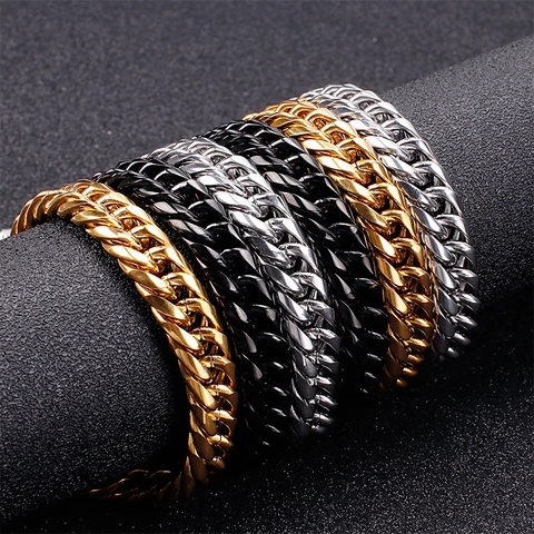 Collar Hombre Acero Inoxidable Cadena Eslabones Cubanos Hip Hop Punk Joyería Accesorio Moda