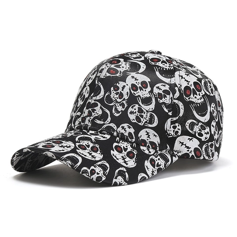 Honkbalpet Met Schedelprint En Rode Ogen Glitter Punk Gothic Stijl Polyester Zonnehoed Voor Heren En Dames
