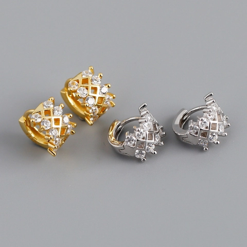 Luxe 925 Sterling Zilveren Hoop Oorbellen Voor Vrouwen Zirconia Ingelegd Hol Mesh Ontwerp Mode Sieraden Dagelijkse Oorknopjes