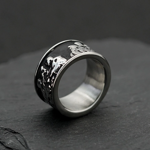 Bague Vintage en Acier Inoxydable avec Relief de Personnage Religieux pour Hommes Femmes Anneau Large Antique Bijoux de Mode