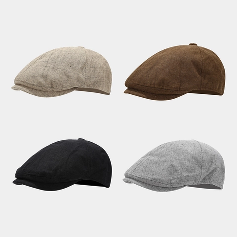 Gorra Newsboy Vintage Mezcla De Algodón Transpirable Ajustable Sombrero Plano Estilo Británico Unisex Casual