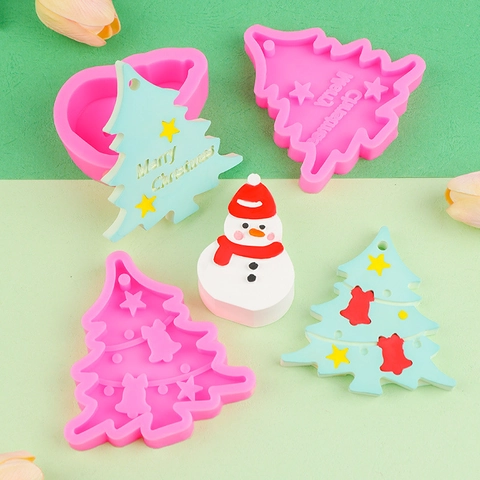 Christmas Tree Snowman Silicone Mold For Cake Decorating Baking Chocolate DIY Resin Craft Aromatherapy Candle