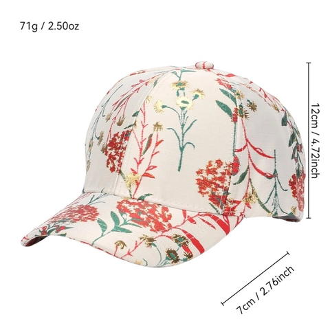 Floral Print Baseball Cap Polyester Jacquard Sun Protection Adjustable Ethnic Style Outdoor Fashion For Women