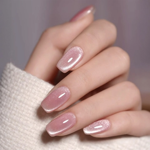 Uñas Postizas Press On Efecto Ojo De Gato Brillantes Magnéticas Con Pestañas Adhesivas Y Lima De Uñas Para Mujeres Niñas