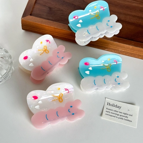 Butterfly Hair Claw Clip Acetate Resin Sweet Cute Pastel Candy Colors Shark Clip Hairpin For Women Girls Hairstyling