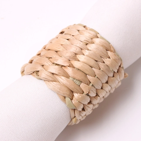 Handwoven Napkin Rings Natural Water Hyacinth Corn Husk Rustic Farmhouse Table Decoration Round Handmade Bohemian