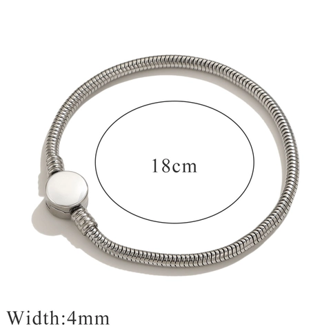 Stainless Steel Snake Chain Bracelet For DIY Large Hole Beads Heart Barrel Clasp Openable Jewelry Gift For Women