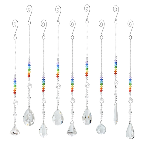 Crystal Suncatcher Hanging Ornament With Metal Paw Print Rainbow Beads Faceted Prism For Window Garden Home Decor Gift